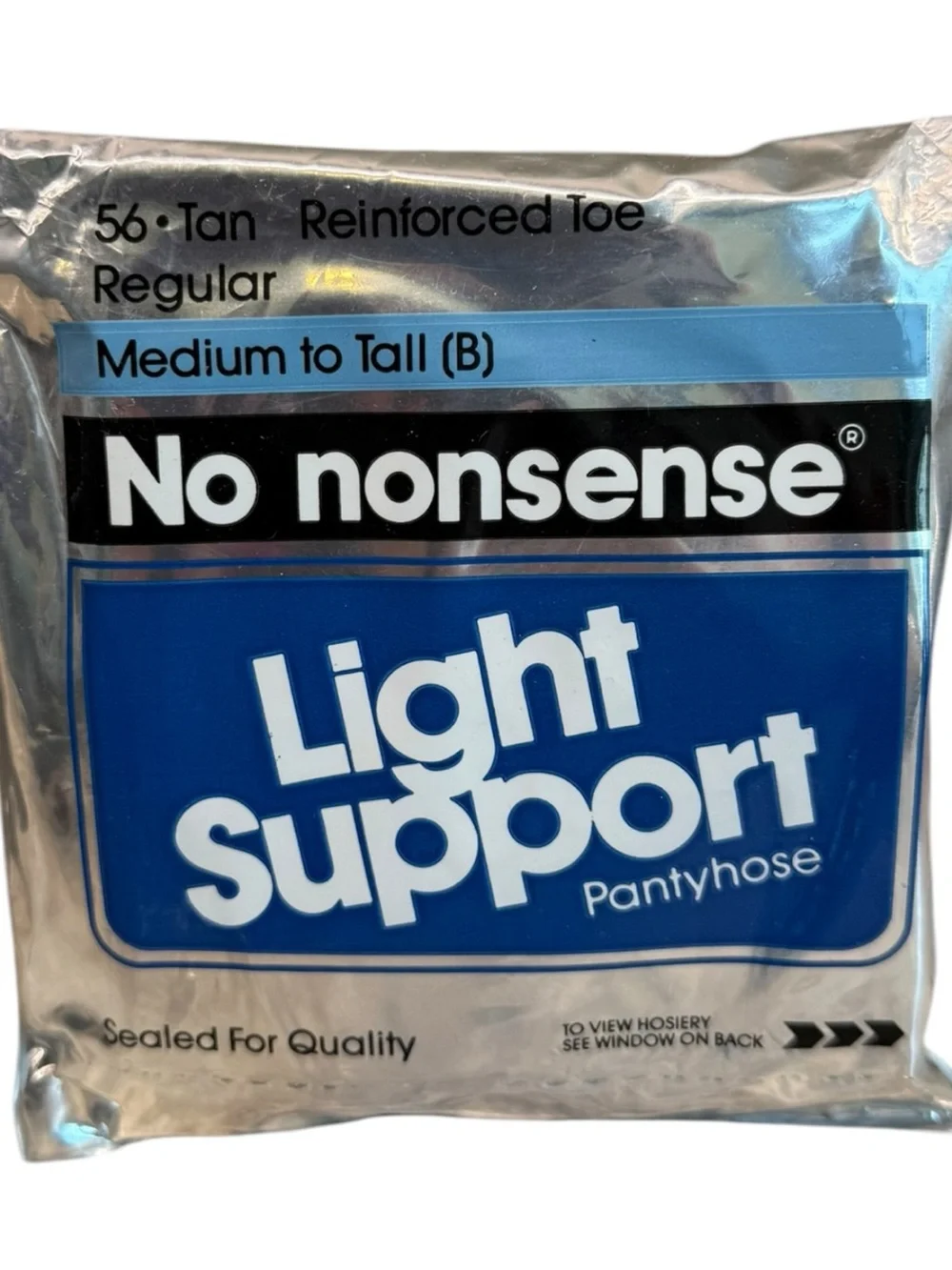 1990 No Nonsense Light Support Pantyhose Medium To Tall B Reinforced Toe 56 Tan